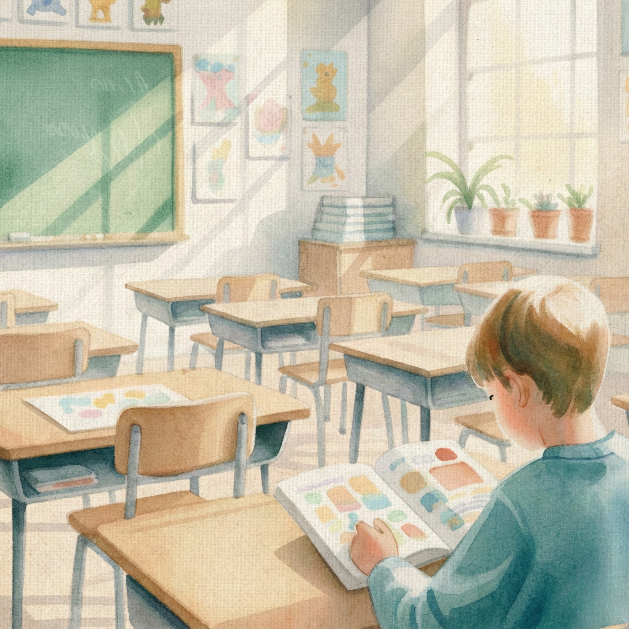 boy at school with improved focus after saffron for adhd