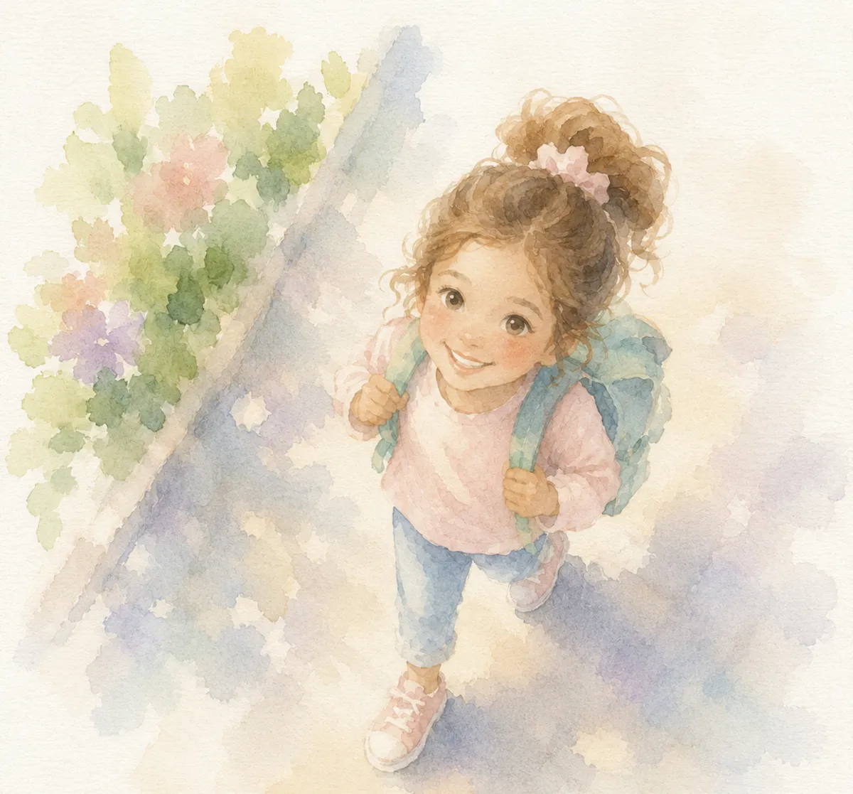 young girl walking into school calmly after getting support for school refusal anxiety